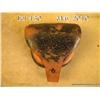 Civil War era leather cap pouch with lamb’s wool  lining and metal pick in overall fair + condition 