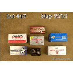 Bonanza lot of ammunition including two large  sealed tins of 5.56 X 45 Ball ammo; eighteen boxes  o