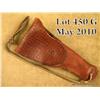 Image 1 : Interesting military style brown leather flap  holster for a 1911 Model semi-auto pistol in  overall