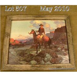 Framed original Frank Tenney Johnson color print,  circa late 1930's in excellent condition entitled