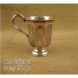 Hand engraved Gorham sterling silver drinking cup,  approx. 5” in height with an approx. 3” diameter