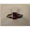 Image 2 : High quality 10 karat white gold ladies ring set  with a center fine red/ purple garnet weighing  ap