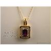 Image 2 : Brilliant 14 karat yellow gold ladies ribbed  design pendant set with a center fine created ruby  we