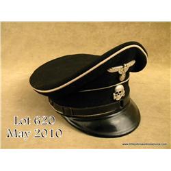 Allgemeine SS service visor cap complete with SS  eagle and death’s head cap badges, chin strap, and