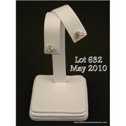 Very high quality 14 karat white gold ladies  earrings set with two trilliant cut diamonds  weighing