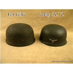 Lot of two paratrooper helmets; One has a detached  original liner, one has remnants of the original