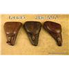 Image 1 : Lot of 3 clamshell leather holsters; One for a  Japanese revolver. Two for Nambus, good to very  goo