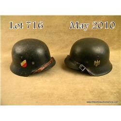 Lot of 2 German helmets; Army M42 single decal,  liner and chinstrap.  Luftwaffe M35 double decal.  