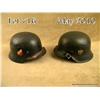 Image 1 : Lot of 2 German helmets; Army M42 single decal,  liner and chinstrap.  Luftwaffe M35 double decal.  