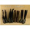 Image 1 : Lot of 4 pairs of various WWI to WWII military  boots. One pair resoled, others fair to good.  Three