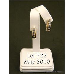 Splendid 14 karat yellow gold ladies hoop design  earring set with two round diamonds weighing  appr