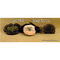 Lot of 3 German armed forces fur-lined winter  caps; Two army, one Luftwaffe. All show moderate  wea