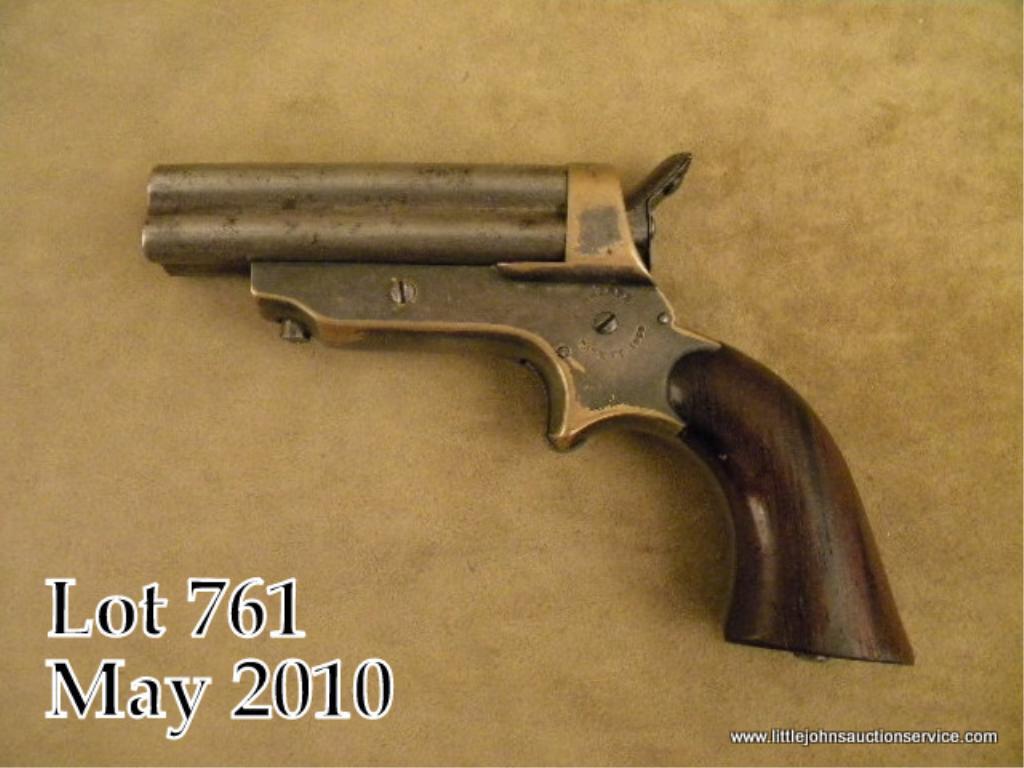 Sharps four barrel derringer, .30 cal., brass frame, 3” iron
