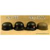 Lot of 4 German WWII helmets; two reproduction  German paratrooper helmets cleverly aged. A model  3