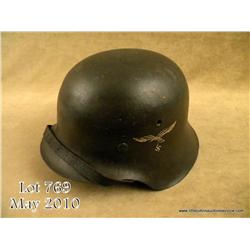 WWII German M42 single decal Luftwaffe helmet  retaining 95% of the original blue grey painted  fini