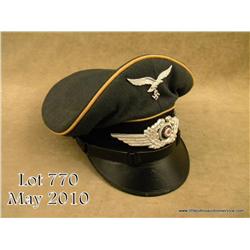 WWII German Luftwaffe enlisted/NCOs flight visor  cap, complete with aluminum cap insignia, chin  st