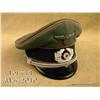 WWII German Panzer officer’s visor cap complete  with original insignia, chin cords, and leather  li