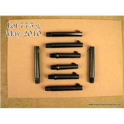 Lot of 8 Colt New Service DA revolver barrels, all  blued and ranging in barrel lengths from 4” to  