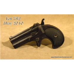 Remington O/U derringer, .41 cal., 3” barrels, old  re-blued finish, checkered black hard rubber  gr
