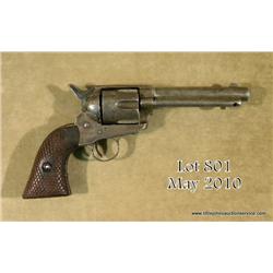 Mexican copy of a Colt SAA revolver, .44 cal.,  barrel cut-down to 5”, nickel finish, checkered  woo