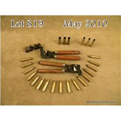 Misc. lot of reloading supplies including assorted  brass in 44-40, 32-20, 22-250, 30-06, 8 x 57,  4