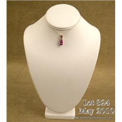 Majestic 10 karat two-tone gold ladies custom made  pendant set with a pink checkerboard cut created