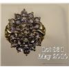 Image 2 : Dazzling 10 karat yellow gold ladies cluster  design ring set with fine round Tanzanites  weighing a