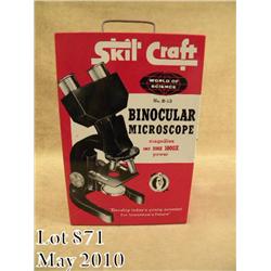 Skill Craft World of Science Binocular Microscope,  circa early 1960’s, in overall excellent  condit