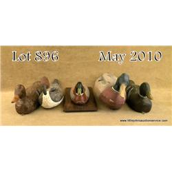 Lot of five duck decoys including two older  painted wooden decoys in overall worn but good  conditi