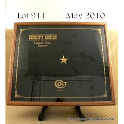 Colt manufactured custom oak and glass showcase,  approx. 28” X 33” known as the Colt Sheriff’s  Edi
