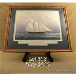 Beautifully framed and matted signed by H.  Thompson Special Edition yachting print entitled  “Yacht