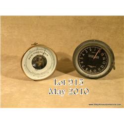 Lot of two instruments including a brass weather  barometer approx. 5-1/2” diameter in overall good 