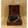 Image 1 : Antique nautical sextant, cased in hinged wood box  with brass telescope and three extra lenses, the