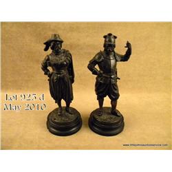 Lot of two old small bronze-like statue of a  Conquistador approx. 12” high with a nice dark  patina