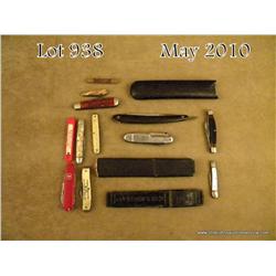 Misc. lot of pocket knives and straight razors  including An Empress of India marked straight  razor
