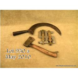 Lot of three collectible items including an old  brass and steel Nazi insignia, approx. 6” square  s