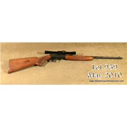 Browning semi-auto rifle, .22LR cal., 19” round  barrel, blue finish, checkered wood stocks,  #31708