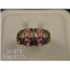 Image 2 : Stylish 10 karat yellow gold ladies domed ring set  with eight fine oval pink sapphire weighing  app