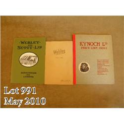 Lot of three original catalogs including two  Webley and Scott firearms catalogs and a Kynoch  price