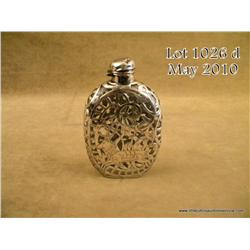 Excellent glass hunters flask with silver overlay  and lid with initials “EFD” in overall excellent 