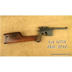 Mauser .30 caliber broomhandle semiautomatic  pistol, #50588, in good to very good condition  with a