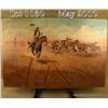 Original oil painting on artists board of cowboy  herding cattle with his hat. R. Crooks was born in