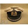 Image 2 : German Naval officer’s white-topped visor cap  complete with insignia, chin strap, and  bullion-embr