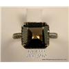 Image 2 : Splendid 10 karat yellow gold ladies ring set with  a fine center square smoky topaz weighing approx