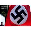Large German WWII era party flag with original  rope ties, reinforced spine, measuring 9' by 10'.  C