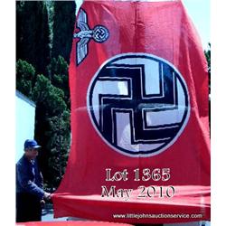 Nazi military flag with army eagle, reinforced  hangars with metal hooks, probably from  headquarter