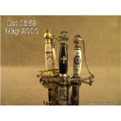 Lot of 5 ornate lodge swords and metal scabbards  from an old estate including an M.C. Lilley with  