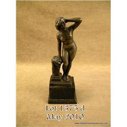 Cast bronze statue of a nude signed “Muller”,  approx. 8” in height on an approx. 3” marble base  in