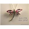 Image 2 : Splendid 10 karat white gold ladies dragonfly  design pendant set with four matching pink topaz  wei