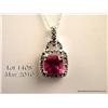 Image 2 : Attractive 10 karat white gold ladies pendant set  with a center red created ruby weighing over 2.50
